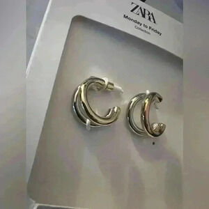 🔥🔥Zara sliver & Gold mini hoops earrings
